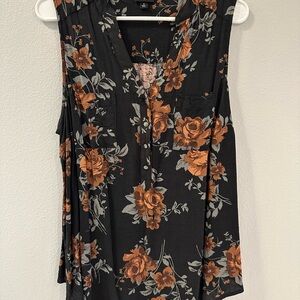 Torrid Black and Orange Floral Blouse